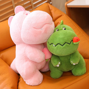 Kawaii Pink Green Fluffy Dinosaur Plushies-Kawaii Dream