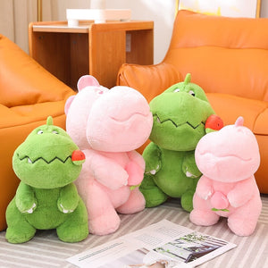 Kawaii Pink Green Fluffy Dinosaur Plushies-Kawaii Dream