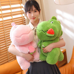 Kawaii Pink Green Fluffy Dinosaur Plushies-Kawaii Dream