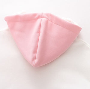Kawaii Pink Purple White Bunny Strawberry Three-tone Hoodie-Kawaii Dream