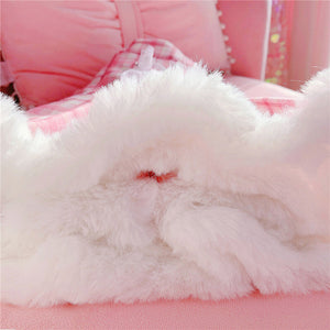 Kawaii Pleated Mini Pink Women Skirt with Lace, Fur, & Shorts-Kawaii Dream