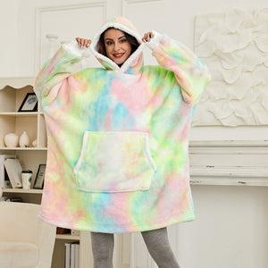 Kawaii Rainbow Oversized Thick Blanket Hoodie-Kawaii Dream