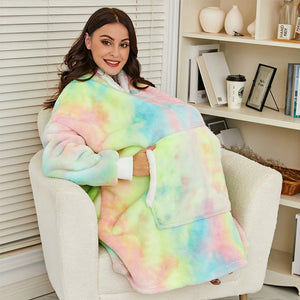 Kawaii Rainbow Oversized Thick Blanket Hoodie-Kawaii Dream