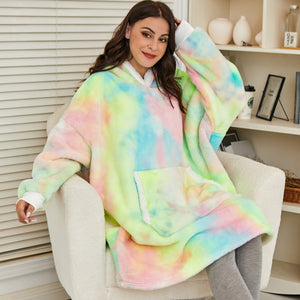 Kawaii Rainbow Oversized Thick Blanket Hoodie-Kawaii Dream
