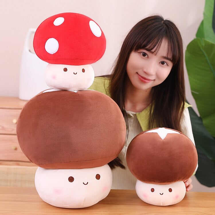 Kawaii Red Brown White Mushroom Plushie Family-Kawaii Dream