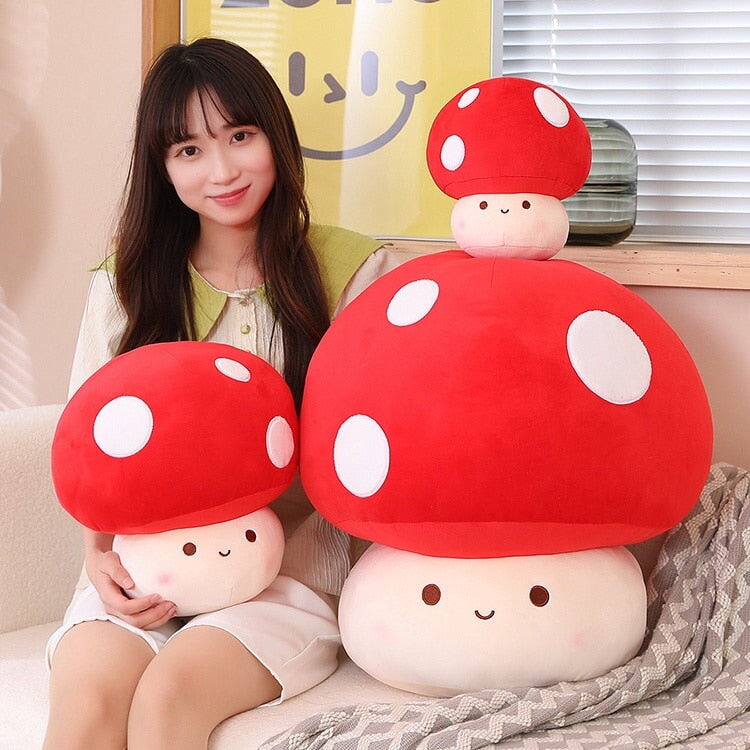 Kawaii Red Brown White Mushroom Plushie Family-Kawaii Dream