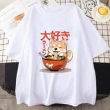 Kawaii Shiba Inu Eating Ramen Unisex Tee-Kawaii Dream