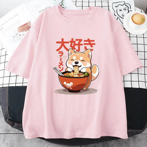 Kawaii Shiba Inu Eating Ramen Unisex Tee-Kawaii Dream