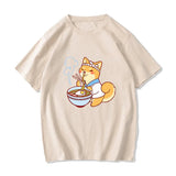 Kawaii Shiba Inu Enjoying Ramen Women's Tee Top-Kawaii Dream