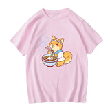 Kawaii Shiba Inu Enjoying Ramen Women's Tee Top-Kawaii Dream