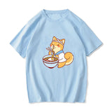 Kawaii Shiba Inu Enjoying Ramen Women's Tee Top-Kawaii Dream