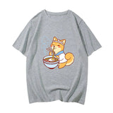 Kawaii Shiba Inu Enjoying Ramen Women's Tee Top-Kawaii Dream