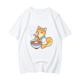 Kawaii Shiba Inu Enjoying Ramen Women's Tee Top-Kawaii Dream