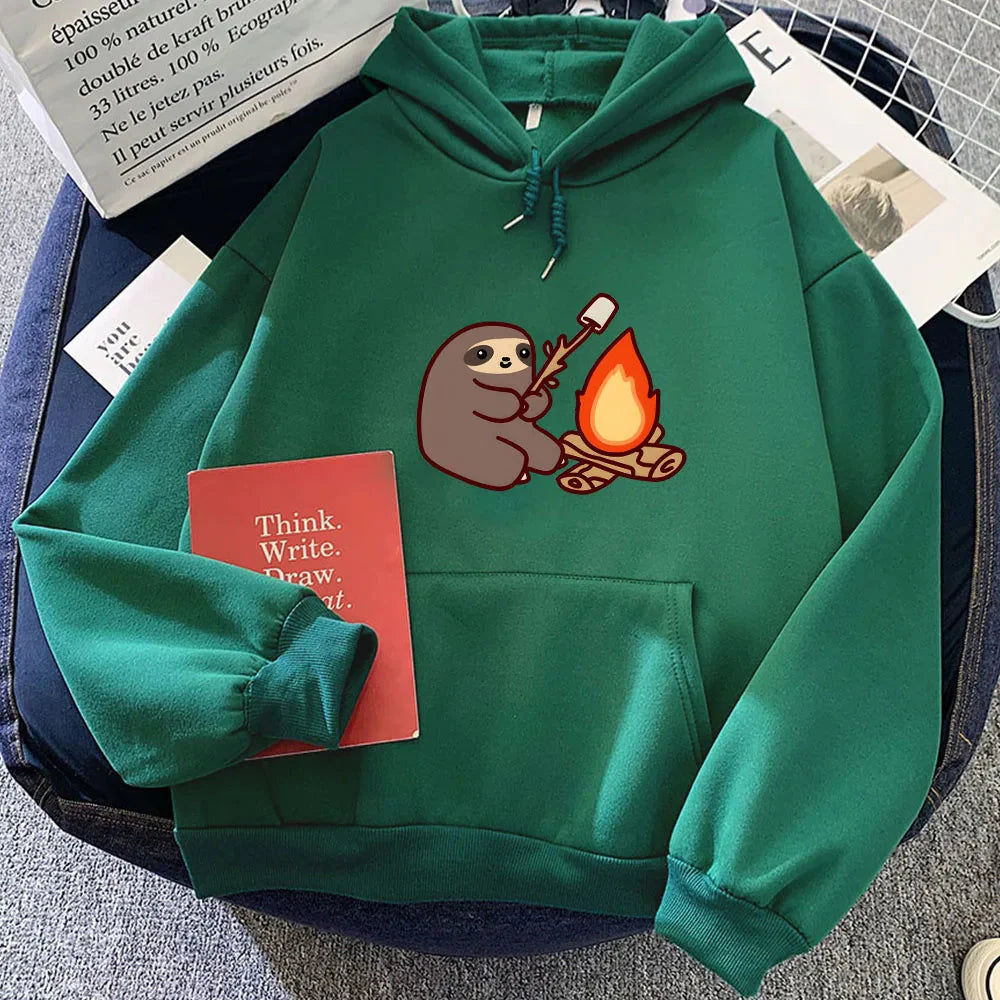 Kawaii Sloth Cooking Marshmallow Campfire Unisex Hoodie-Kawaii Dream