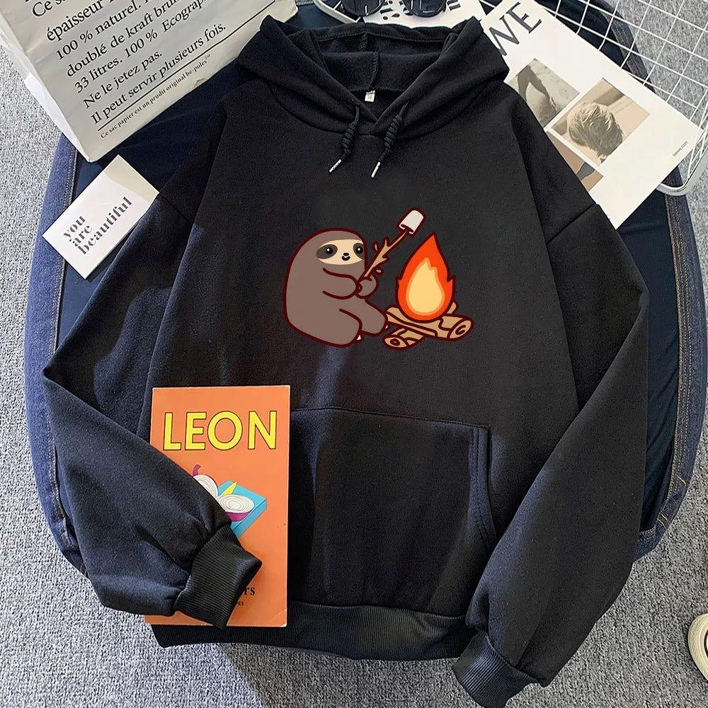 Kawaii Sloth Cooking Marshmallow Campfire Unisex Hoodie-Kawaii Dream