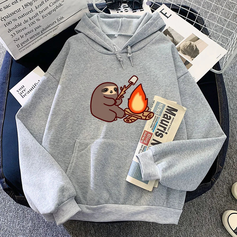 Kawaii Sloth Cooking Marshmallow Campfire Unisex Hoodie-Kawaii Dream