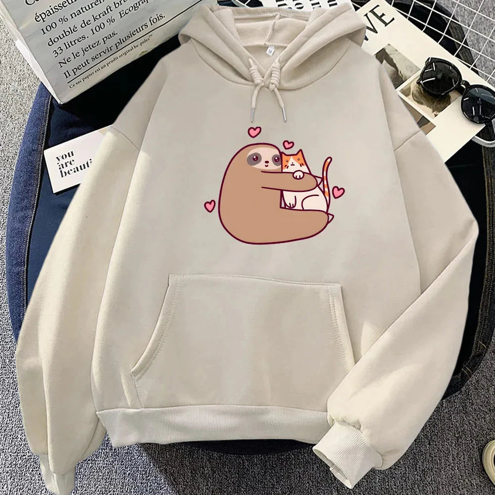 Kawaii Sloth Hugging Cat Unisex Hoodie-Kawaii Dream