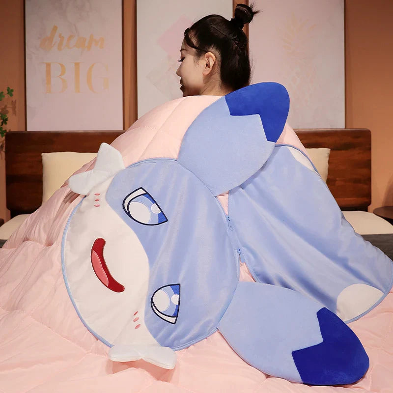 Kawaii Sofi Blue Dragon Pillow Blanket Plushie Combo-Kawaii Dream