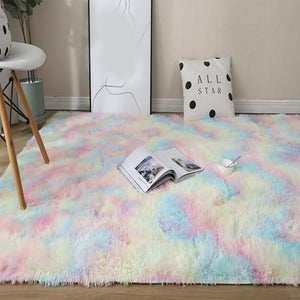 Kawaii Soft Faux Fur Rainbow Rug-Kawaii Dream