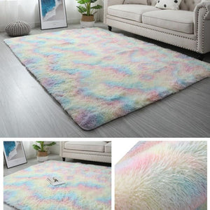 Kawaii Soft Faux Fur Rainbow Rug-Kawaii Dream