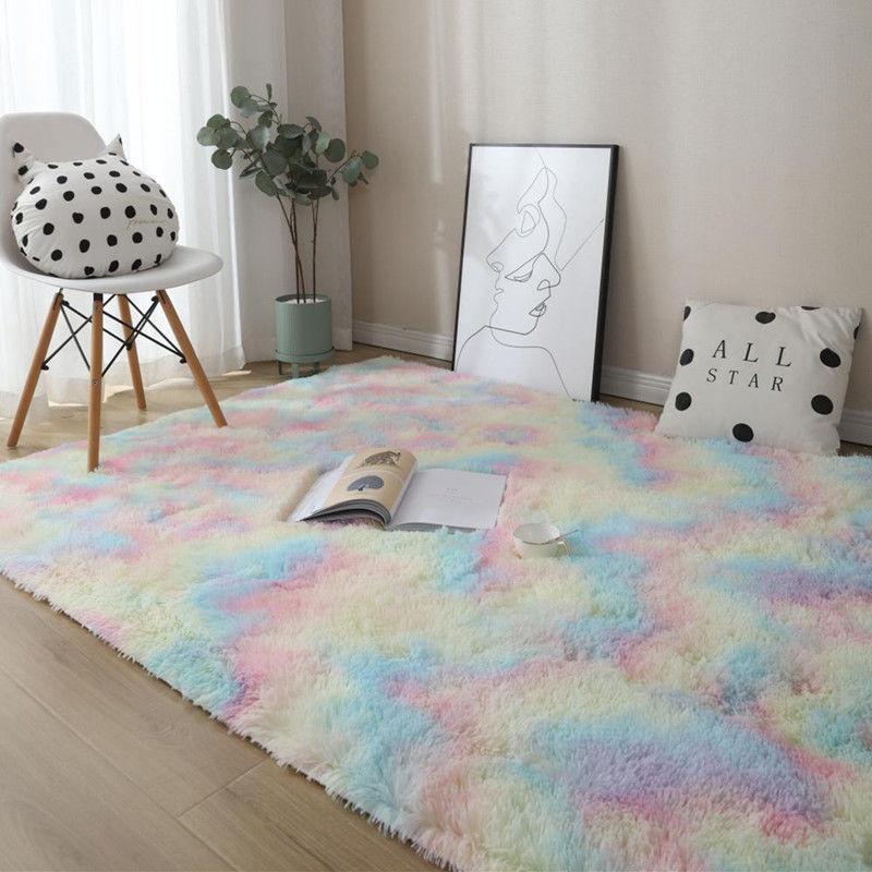 Kawaii Soft Faux Fur Rainbow Rug-Kawaii Dream