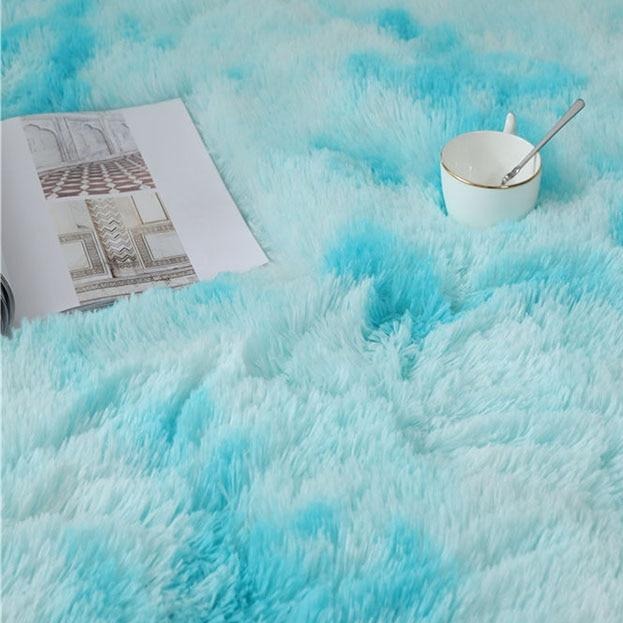Kawaii Soft Faux Fur Rainbow Rug-Kawaii Dream