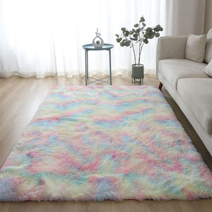 Kawaii Soft Faux Fur Rainbow Rug-Kawaii Dream