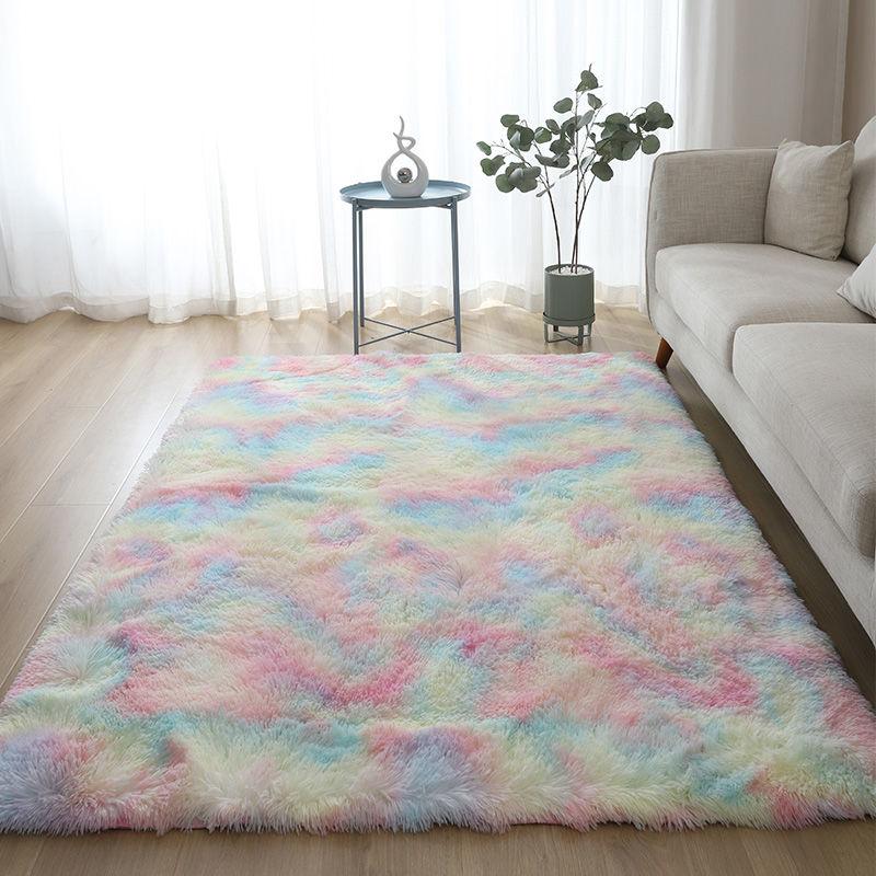 Kawaii Soft Faux Fur Rainbow Rug-Kawaii Dream