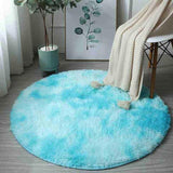 Kawaii Soft Faux Fur Round Rainbow Rug-Kawaii Dream