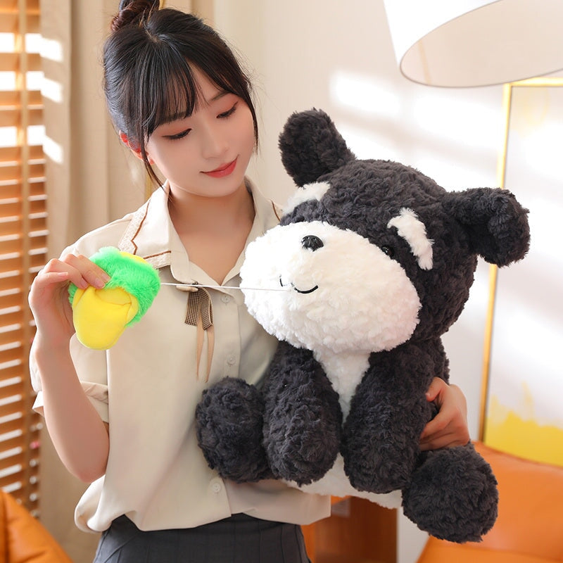 Kawaii Sooty the Black Fluffy Dog with Slipper Plushie-Kawaii Dream