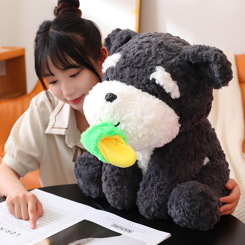 Kawaii Sooty the Black Fluffy Dog with Slipper Plushie-Kawaii Dream