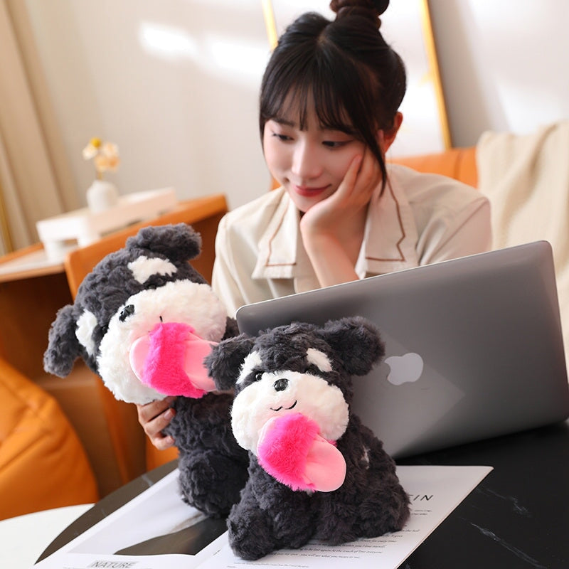 Kawaii Sooty the Black Fluffy Dog with Slipper Plushie-Kawaii Dream