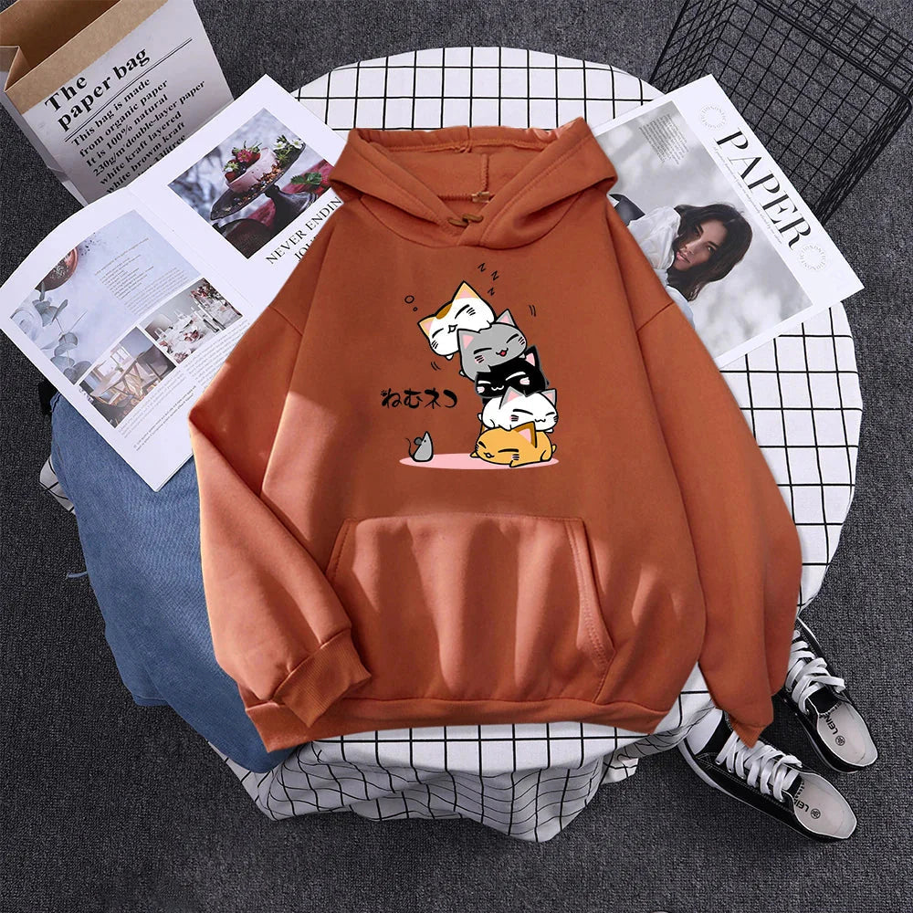 Kawaii Stacked Cats Unisex Hoodie-Kawaii Dream
