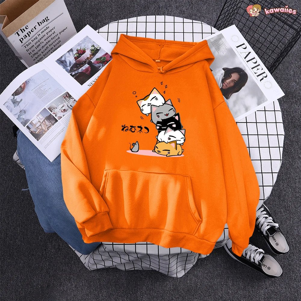 Kawaii Stacked Cats Unisex Hoodie-Kawaii Dream