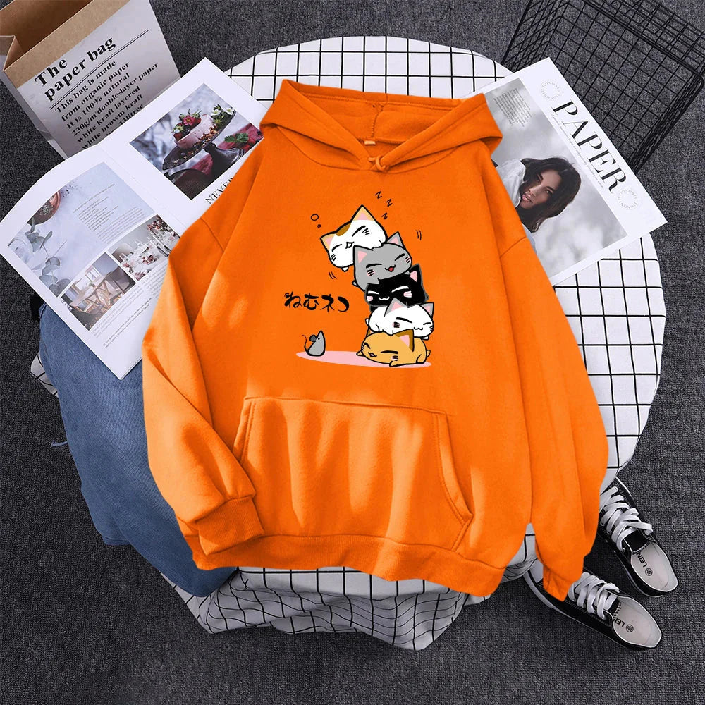 Kawaii Stacked Cats Unisex Hoodie-Kawaii Dream