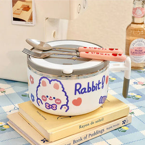 Kawaii Stainless Steel White Purple Ramen Bowl-Kawaii Dream