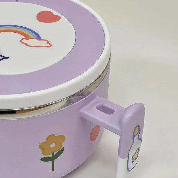 Kawaii Stainless Steel White Purple Ramen Bowl-Kawaii Dream