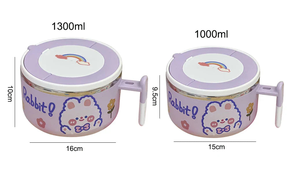 Kawaii Stainless Steel White Purple Ramen Bowl-Kawaii Dream
