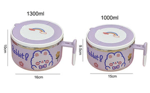 Kawaii Stainless Steel White Purple Ramen Bowl-Kawaii Dream