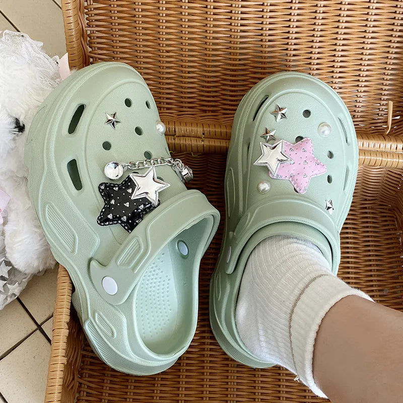 Kawaii Star Chunky Platform Clogs-Kawaii Dream
