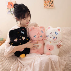 Kawaii Starry Fluffy Cat Heart Plushies-Kawaii Dream