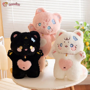 Kawaii Starry Fluffy Cat Heart Plushies-Kawaii Dream