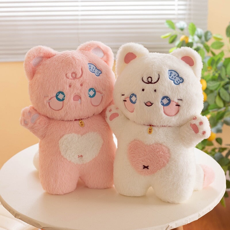 Kawaii Starry Fluffy Cat Heart Plushies-Kawaii Dream