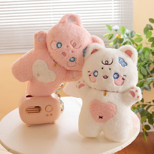 Kawaii Starry Fluffy Cat Heart Plushies-Kawaii Dream