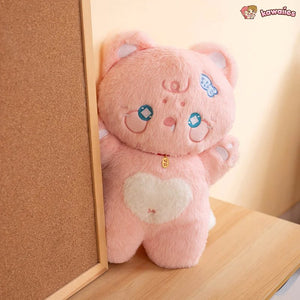 Kawaii Starry Fluffy Cat Heart Plushies-Kawaii Dream