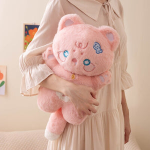 Kawaii Starry Fluffy Cat Heart Plushies-Kawaii Dream