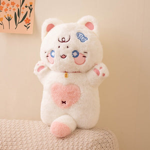 Kawaii Starry Fluffy Cat Heart Plushies-Kawaii Dream