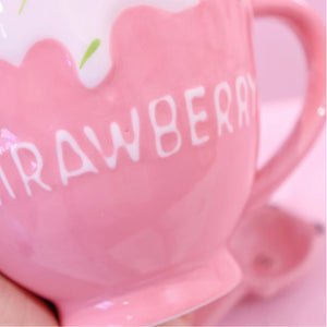 Kawaii Strawberry Milk Mug with Spoon-Kawaii Dream