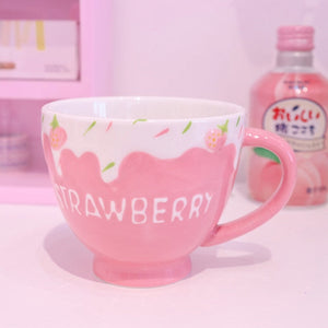 Kawaii Strawberry Milk Mug with Spoon-Kawaii Dream