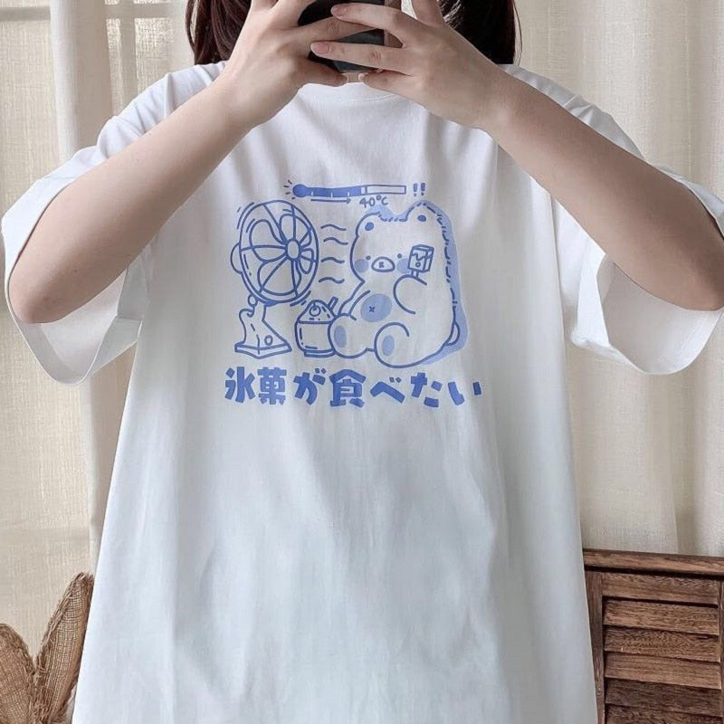 Kawaii Sweet Blue Bear Tee-Kawaii Dream